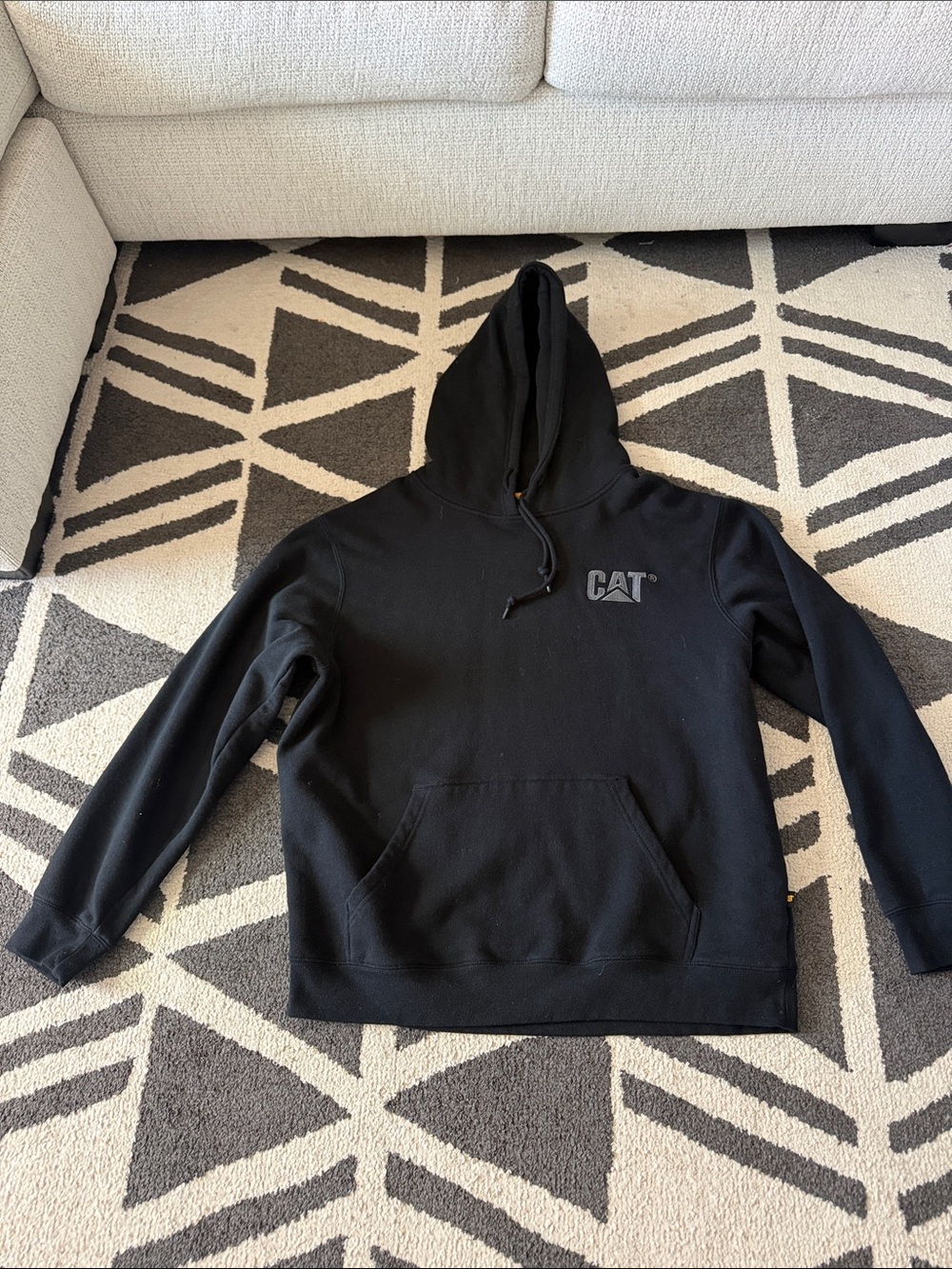 CAT Men's Black Performance Pullover Hoodie - Logo Chest Workwear
